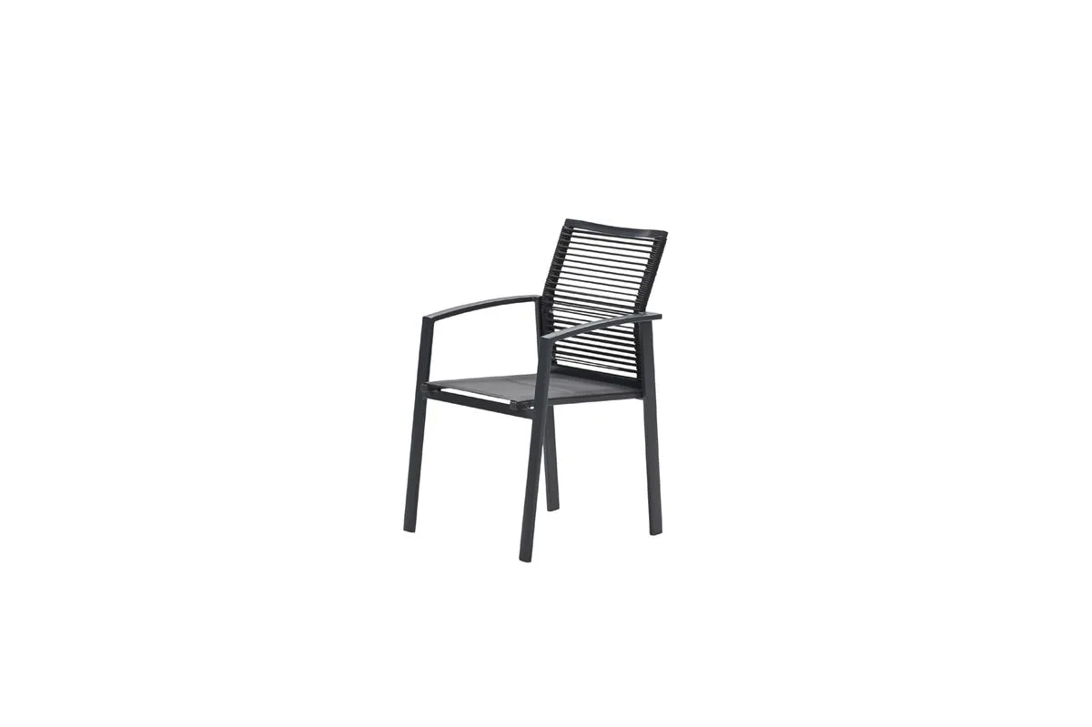 Cosmo dining fauteuil - rope donkergrijs - gevuld textileen Cosmo dining fauteuil - rope donkergrijs - gevuld textileen