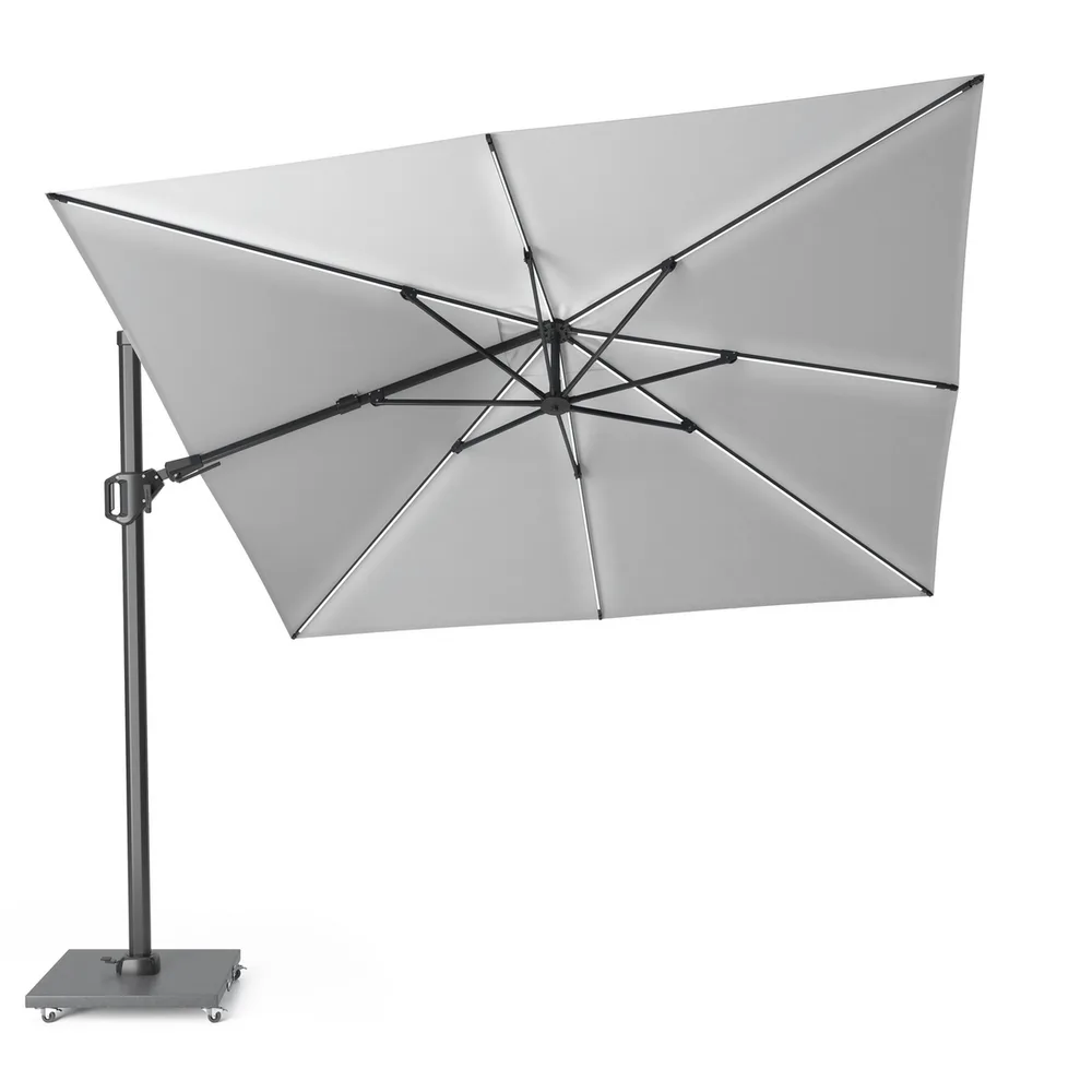 Platinum Sun & Shade zweefparasol Challenger T² Glow 300x300 lichtgrijs