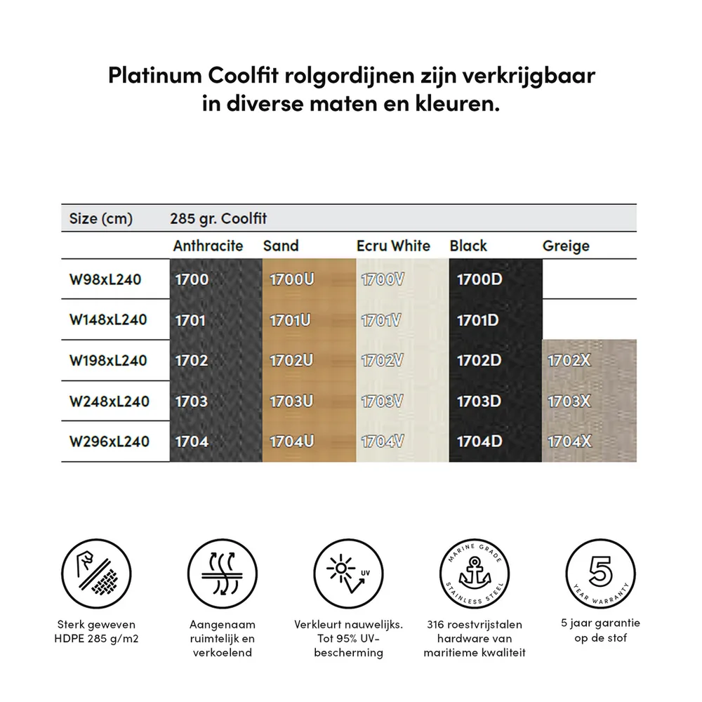 Platinum Sun & Shade Coolfit rolgordijn, B296xL240cm, Zand