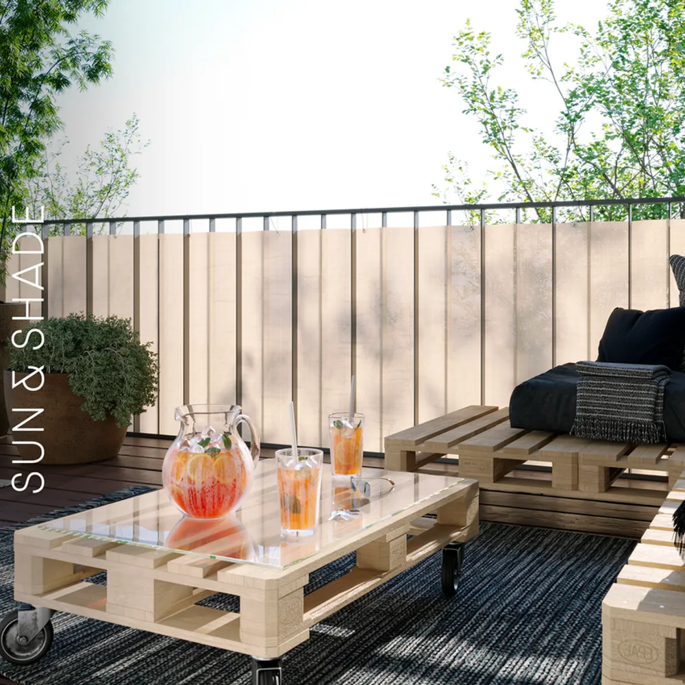 Platinum Sun & Shade Coolfit balkondoek, 500x80cm, Ecru wit
