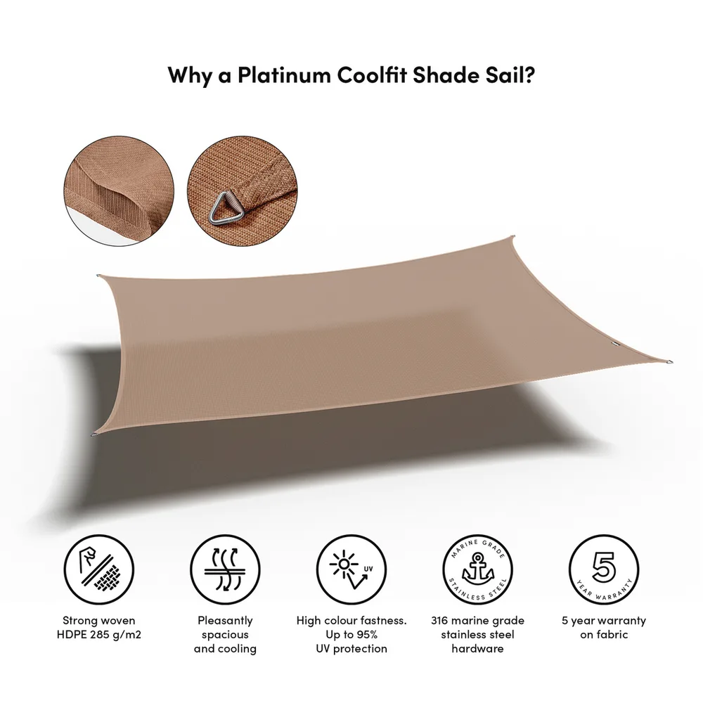 Platinum Sun & Shade Coolfit schaduwdoek rechthoek, 400x300cm, Zand