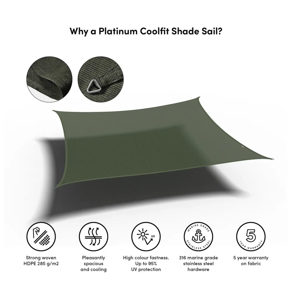 Platinum Sun & Shade Coolfit schaduwdoek vierkant, 500x500cm, Olijf