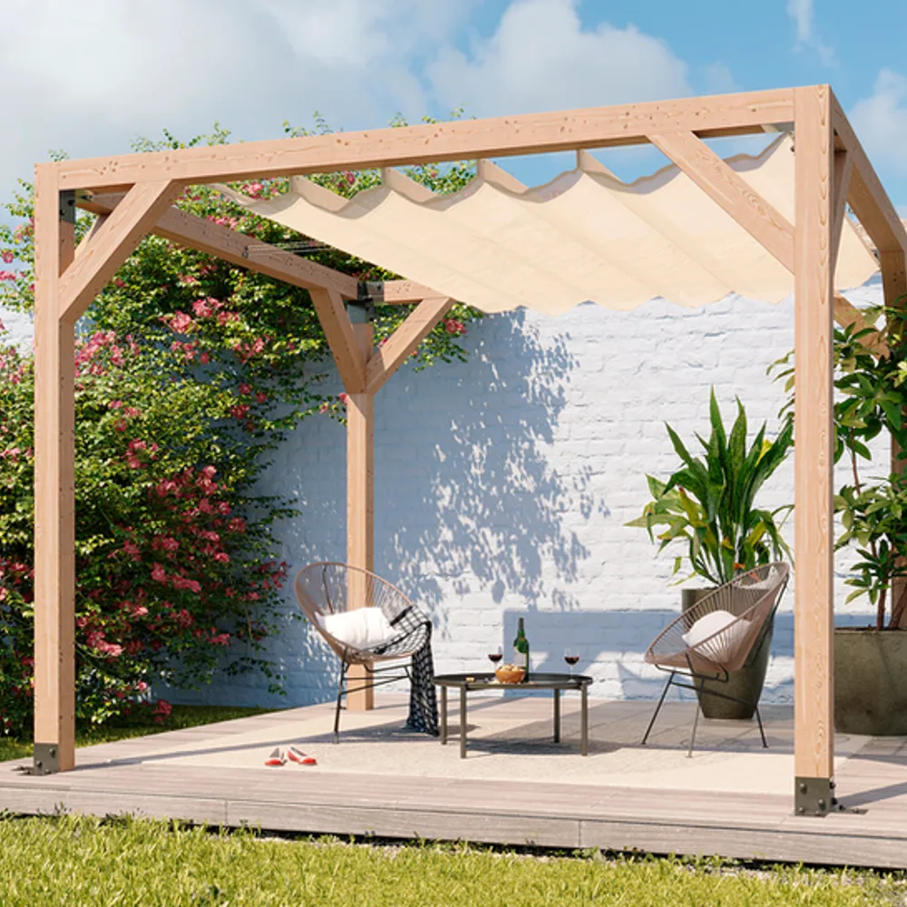 Platinum Sun & Shade Coolfit harmonica schaduwdoek, B370xL500cm, Greige