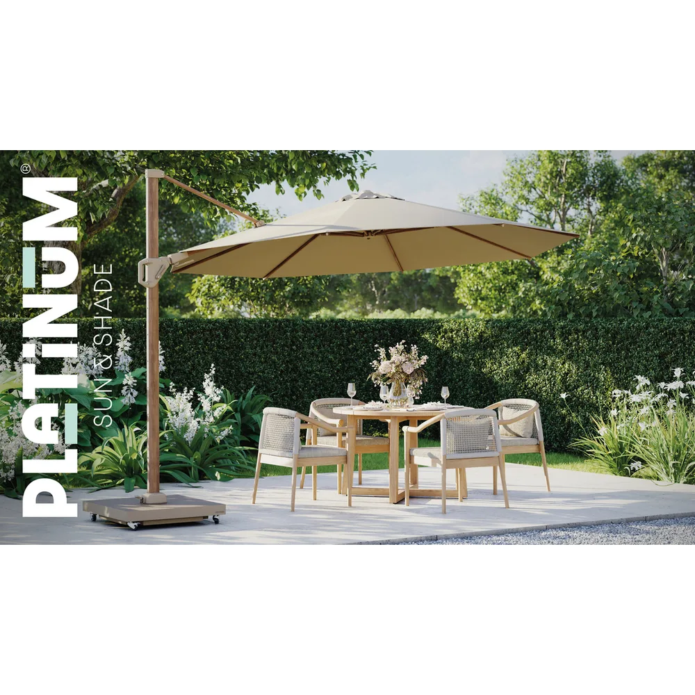 Platinum Sun & Shade zweefparasol Challenger T² premium Teak look ø350 Champagne