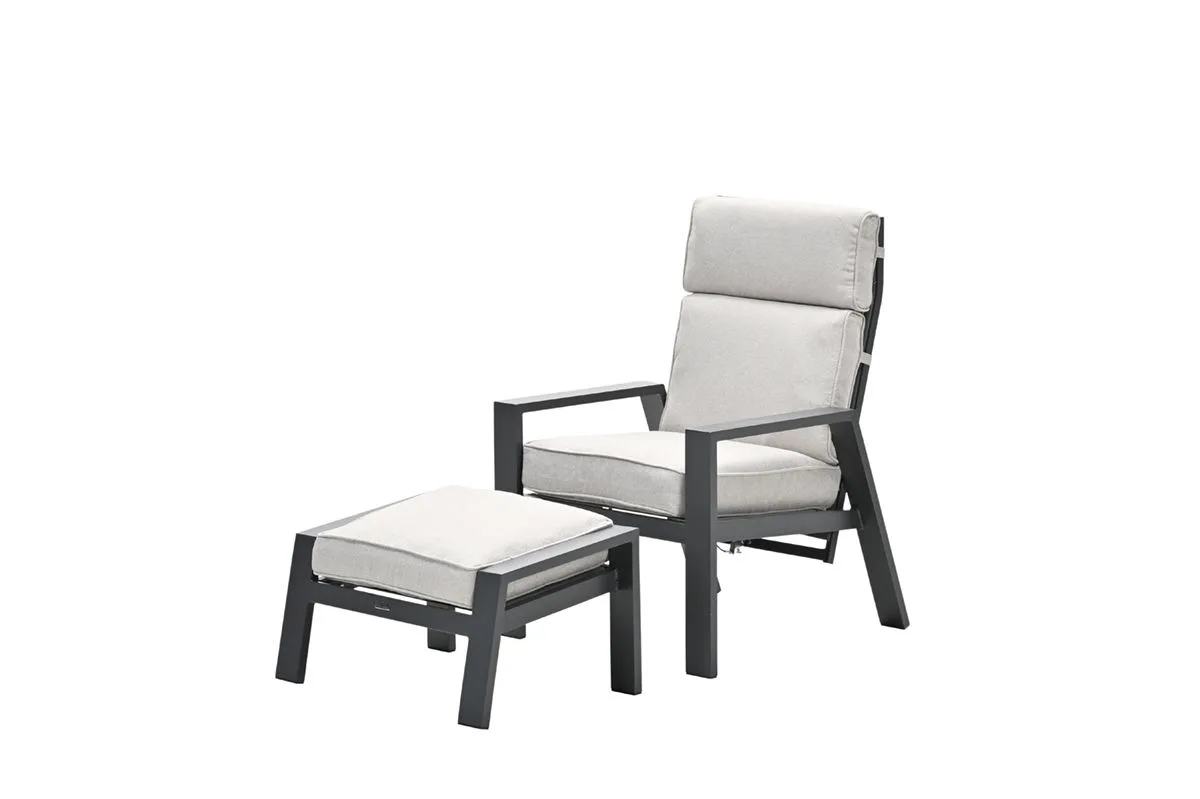 Max verstelbare fauteuil inclusief voetenbank -  carbon black - desert sand