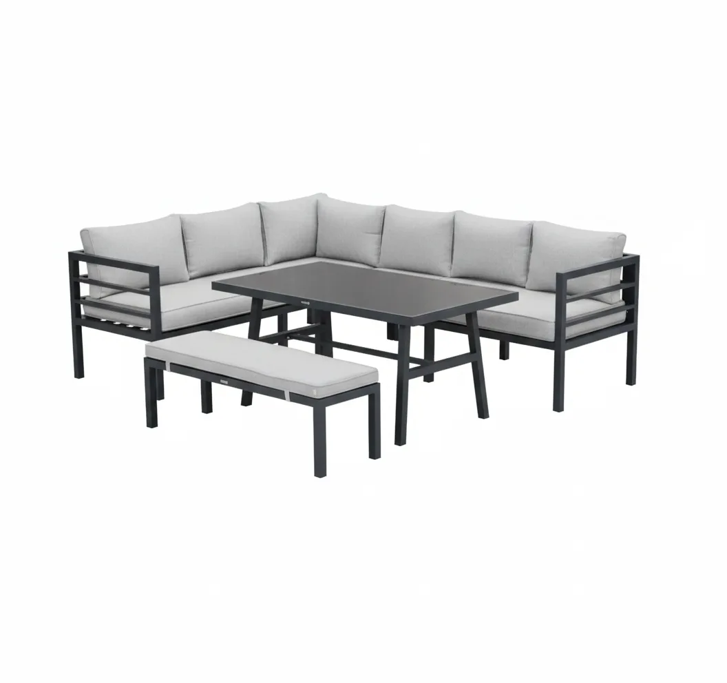 Garden Impressions Bleco II lounge-diningset- carbon black-desert sand