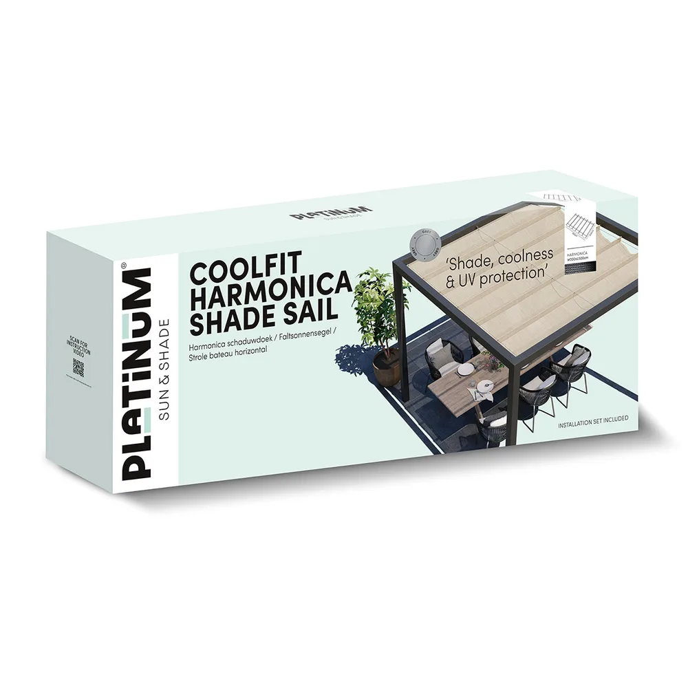 Platinum Sun & Shade Coolfit harmonica schaduwdoek, B200xL500cm, Greige