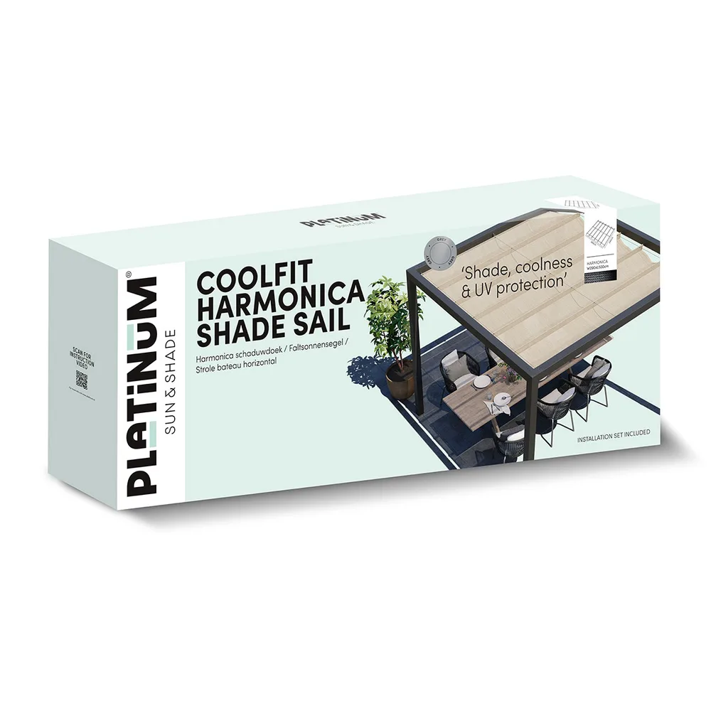 Platinum Sun & Shade Coolfit harmonica schaduwdoek, B290xL500cm, Greige