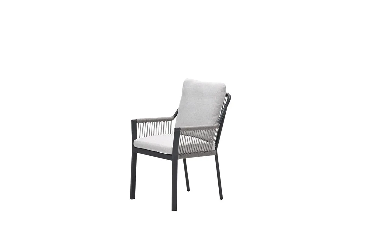 Raxa dining fauteuil - carbon black - rope taupe-valley sand Raxa dining fauteuil - carbon black - rope taupe-valley sand