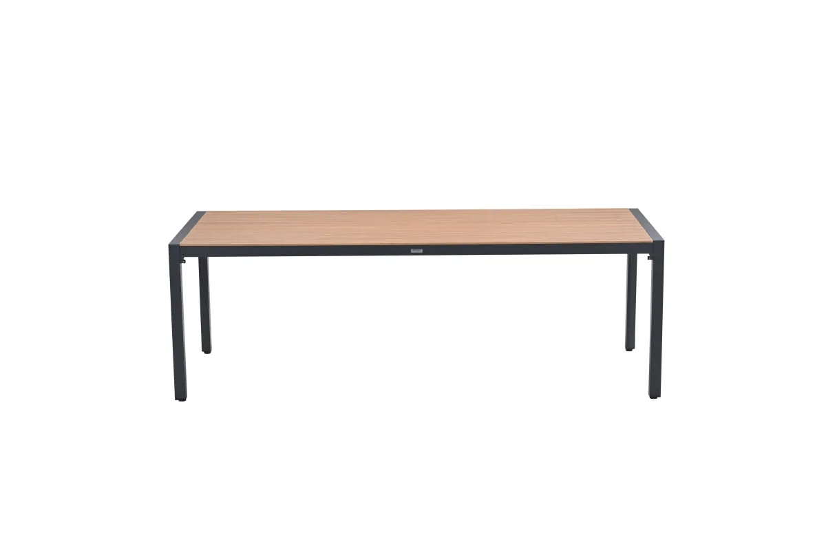 Felini tafel - 220x93 cm - carbon black - light teaklook