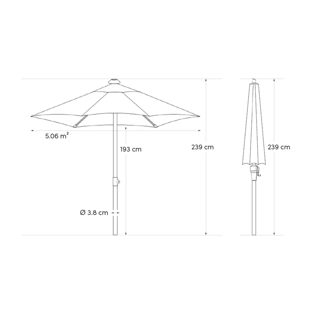Platinum Sun & Shade parasol Lisboa ø250 lichtgrijs