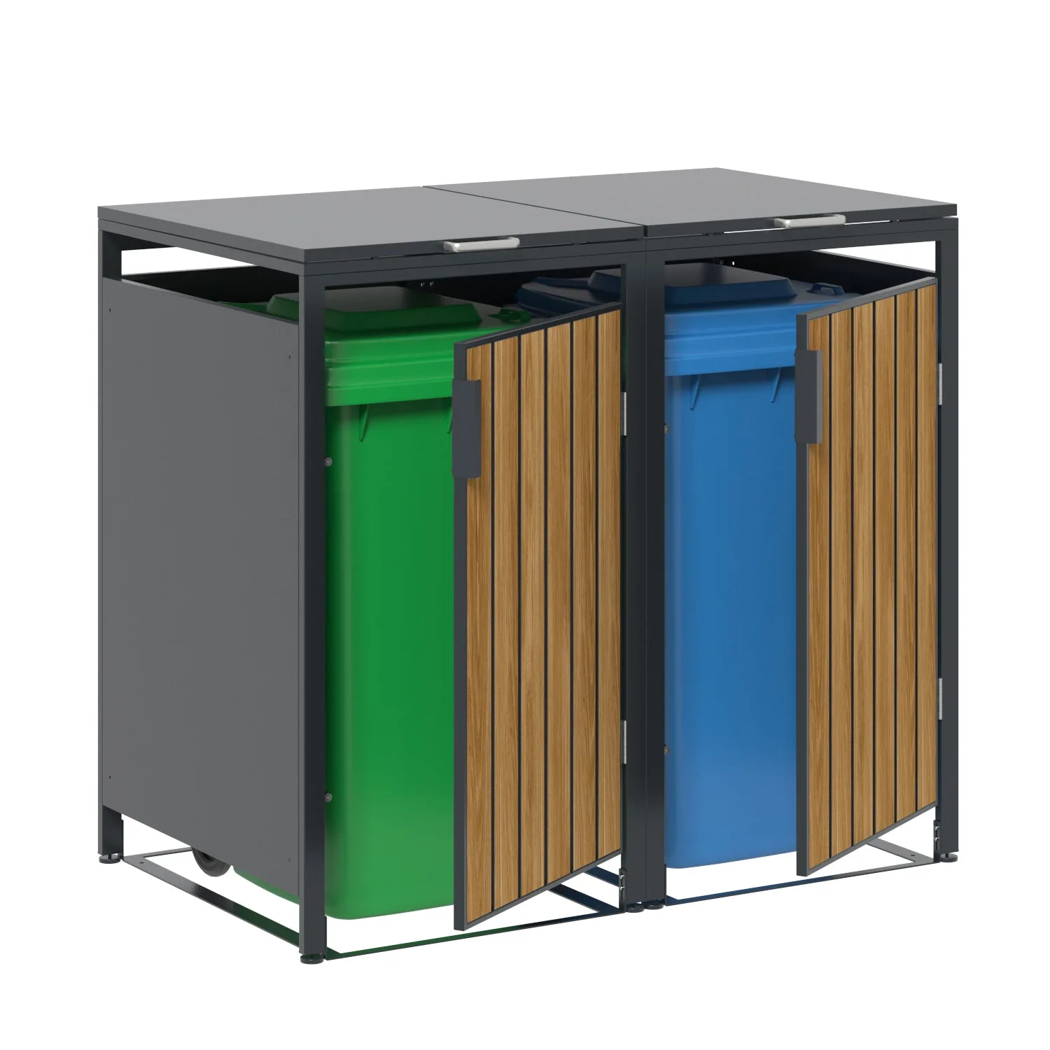 Garden Impressions containerbox BinPort dubbel - 136x80x118 cm -carbon black- light teaklook