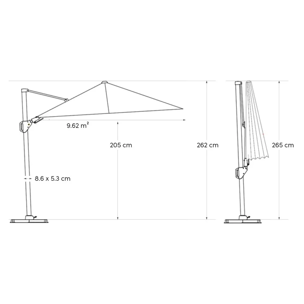 Platinum Sun & Shade zweefparasol Challenger T² ø350 wit
