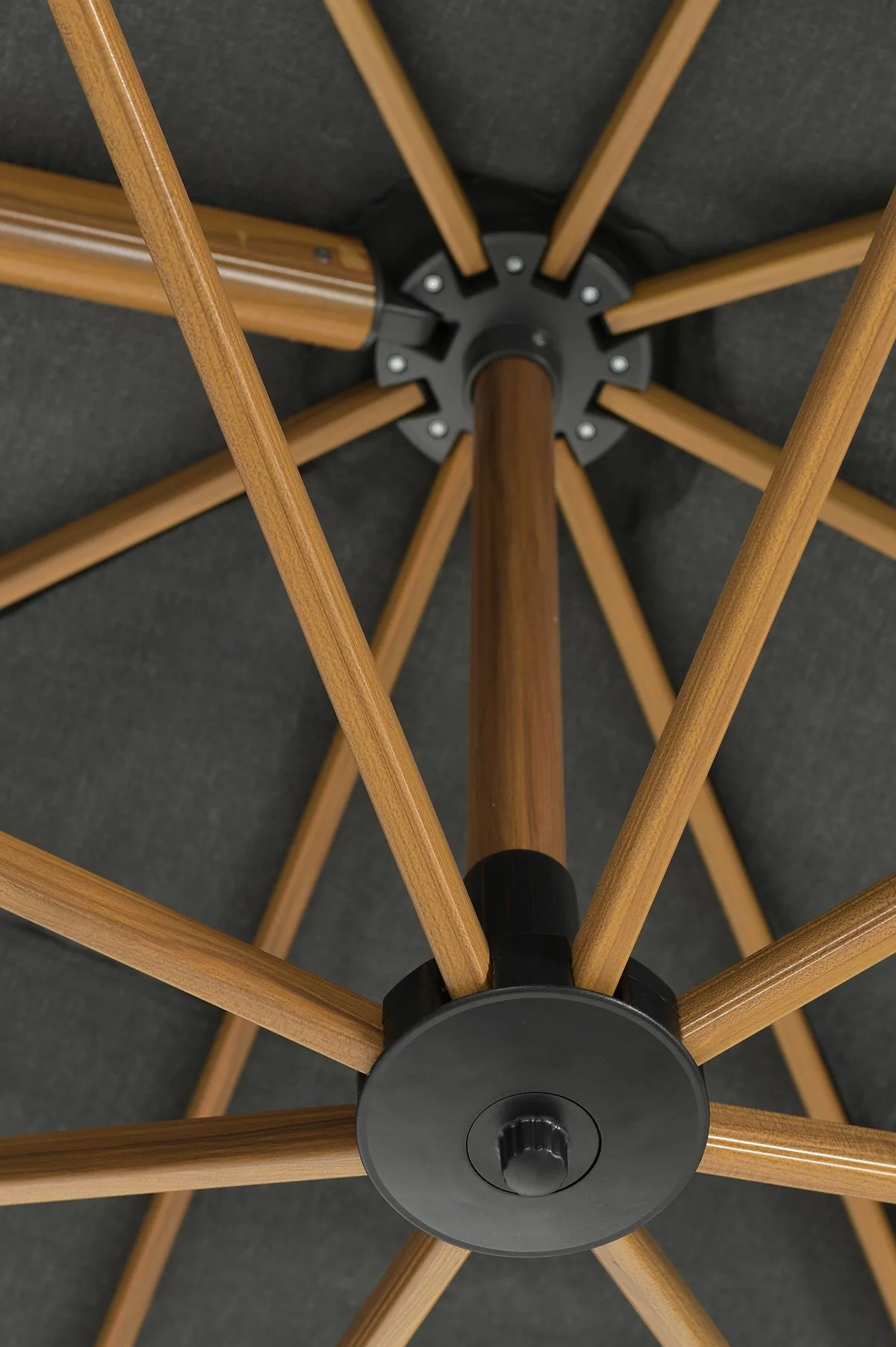 Hawaii Big Pole parasol - 350x350 cm - teak look - royal antraciet