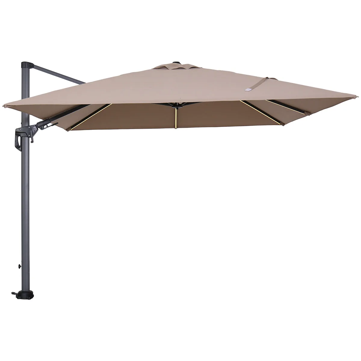 Garden Impressions Hawaii Lumen parasol set 300x300 éclairage LED taupe