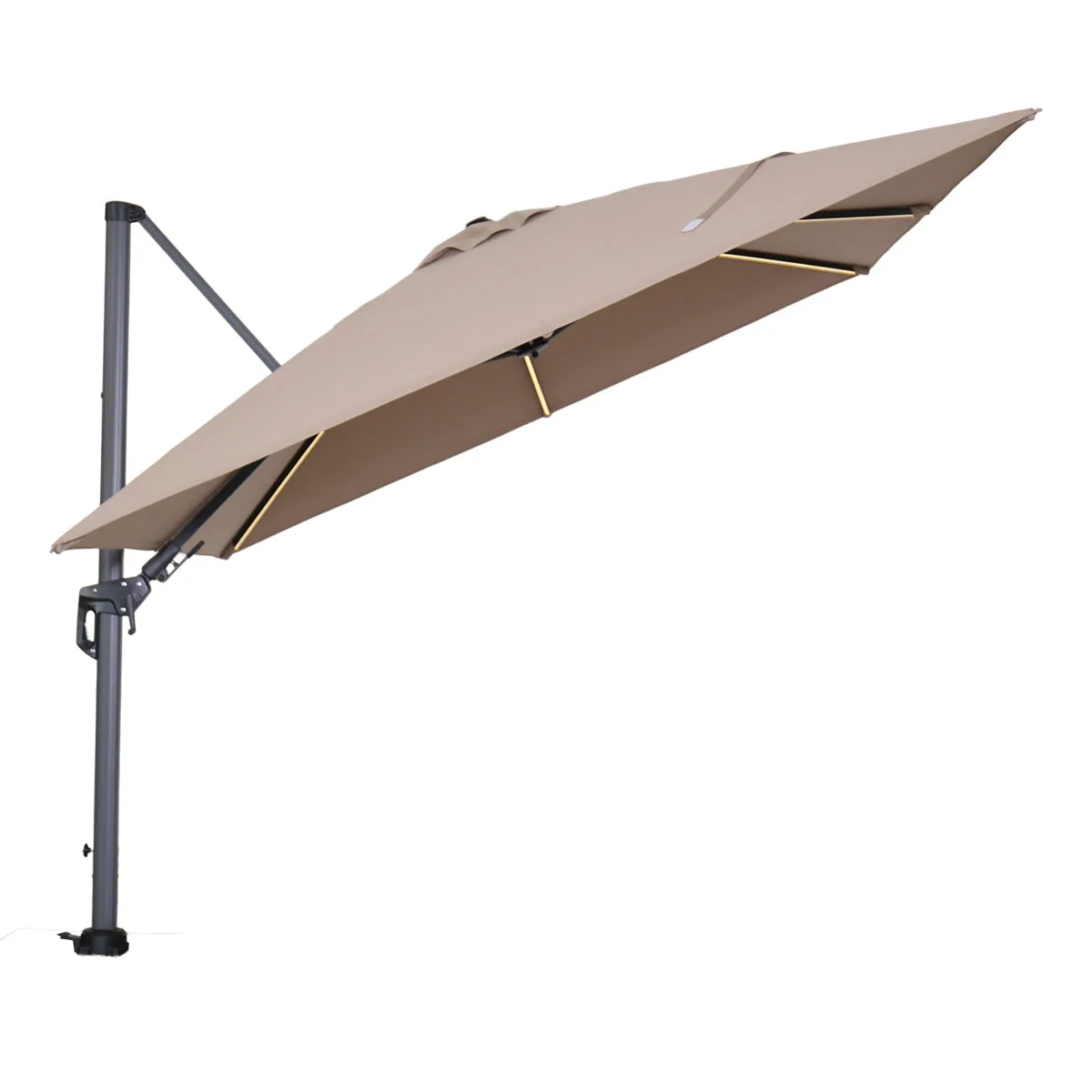 Garden Impressions Hawaii Lumen parasol set 300x300 éclairage LED taupe