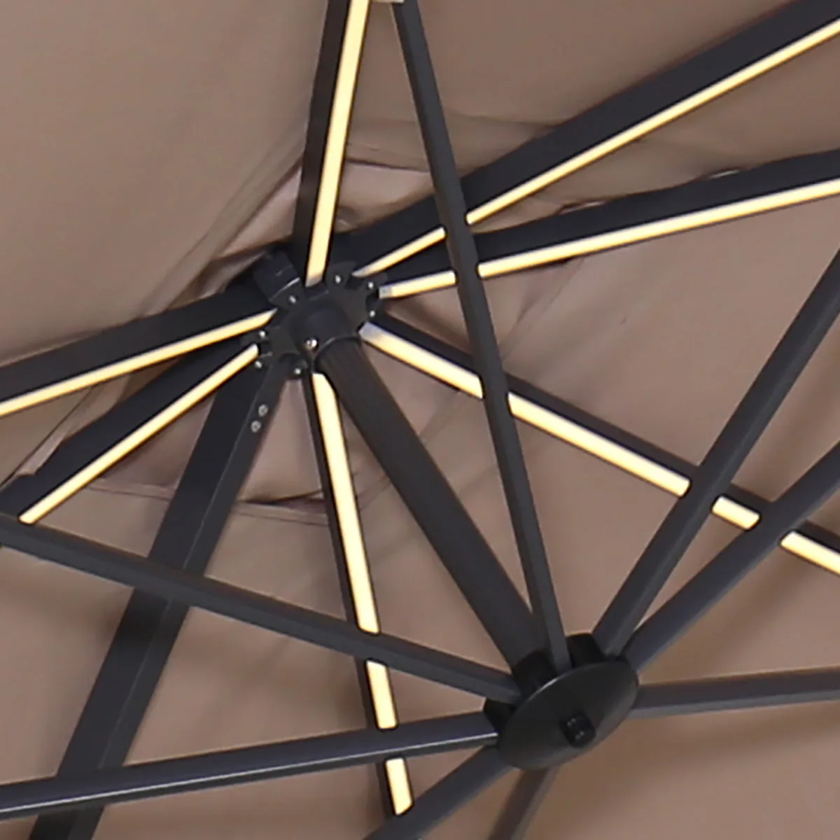 Garden Impressions Hawaii Lumen parasol set 300x300 éclairage LED taupe