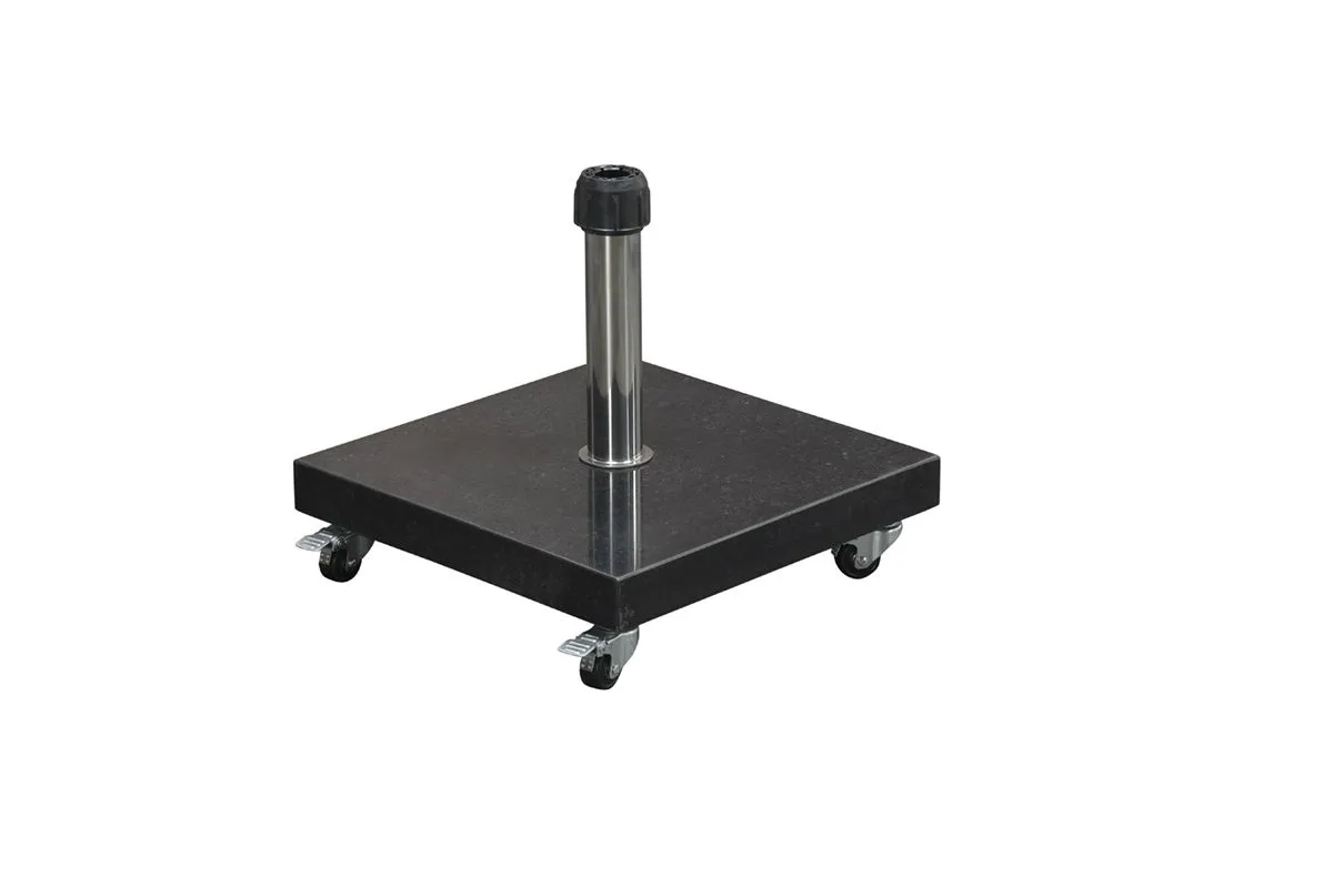 Eureka granieten parasolvoet - 40 kg - zwart gepolijst - verrijdbaar