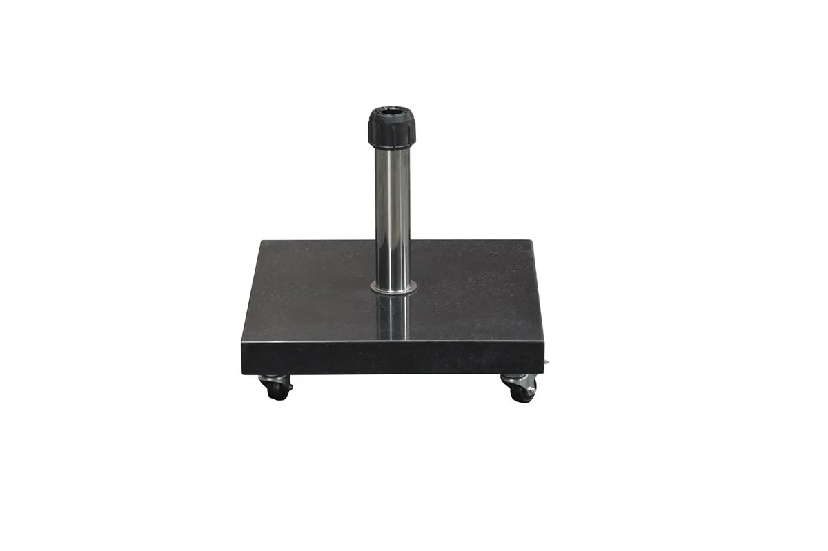 Eureka granieten parasolvoet - 40 kg - zwart gepolijst - verrijdbaar