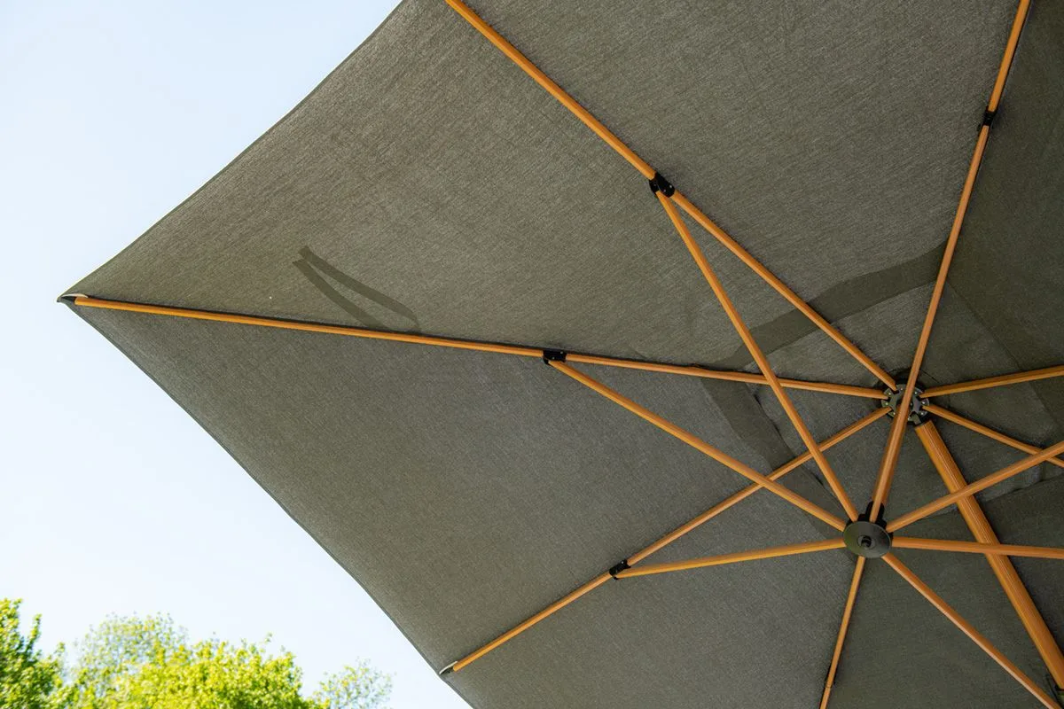Hawaii Big Pole II parasol - 350x350 cm - light teaklook - royal antraciet