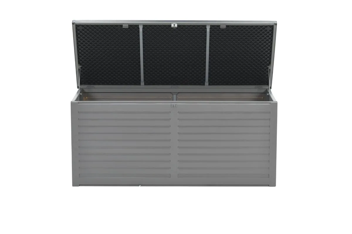 Primo kussenbox - kunststof - 490L - 146,4x61x64,4 cm - donkergrijs - zwart