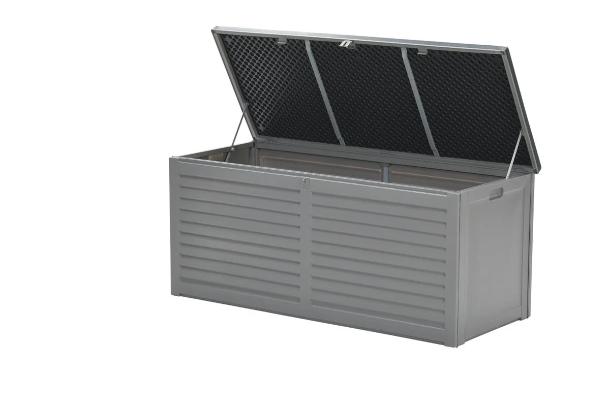 Primo kussenbox - kunststof - 490L - 146,4x61x64,4 cm - donkergrijs - zwart