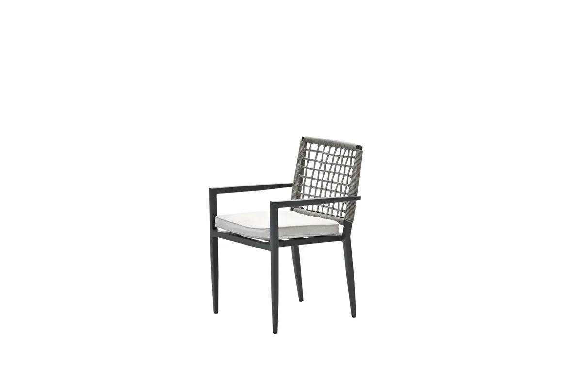 Florance dining fauteuil - carbon black - rope taupe - desert sand