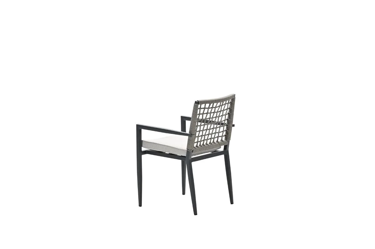 Florance dining fauteuil - carbon black - rope taupe - desert sand