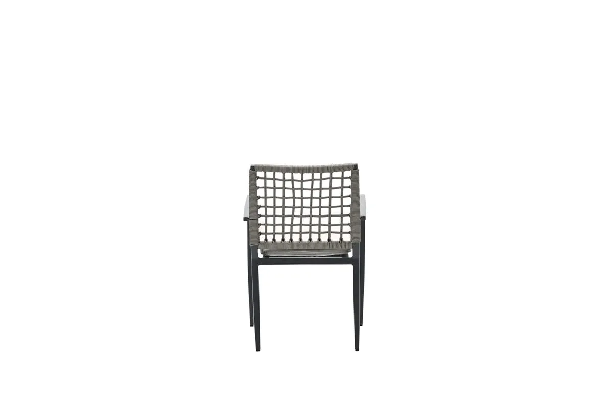 Florance dining fauteuil - carbon black - rope taupe - desert sand