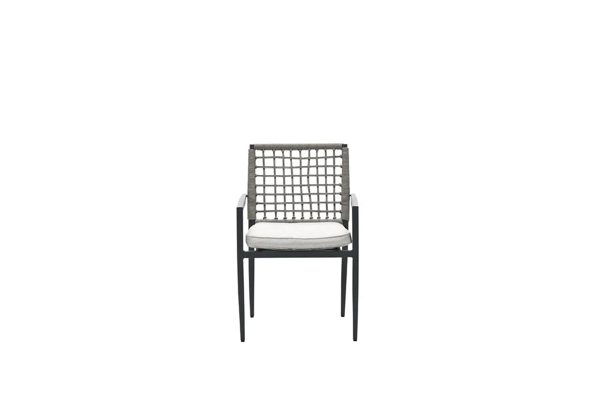 Florance dining fauteuil - carbon black - rope taupe - desert sand