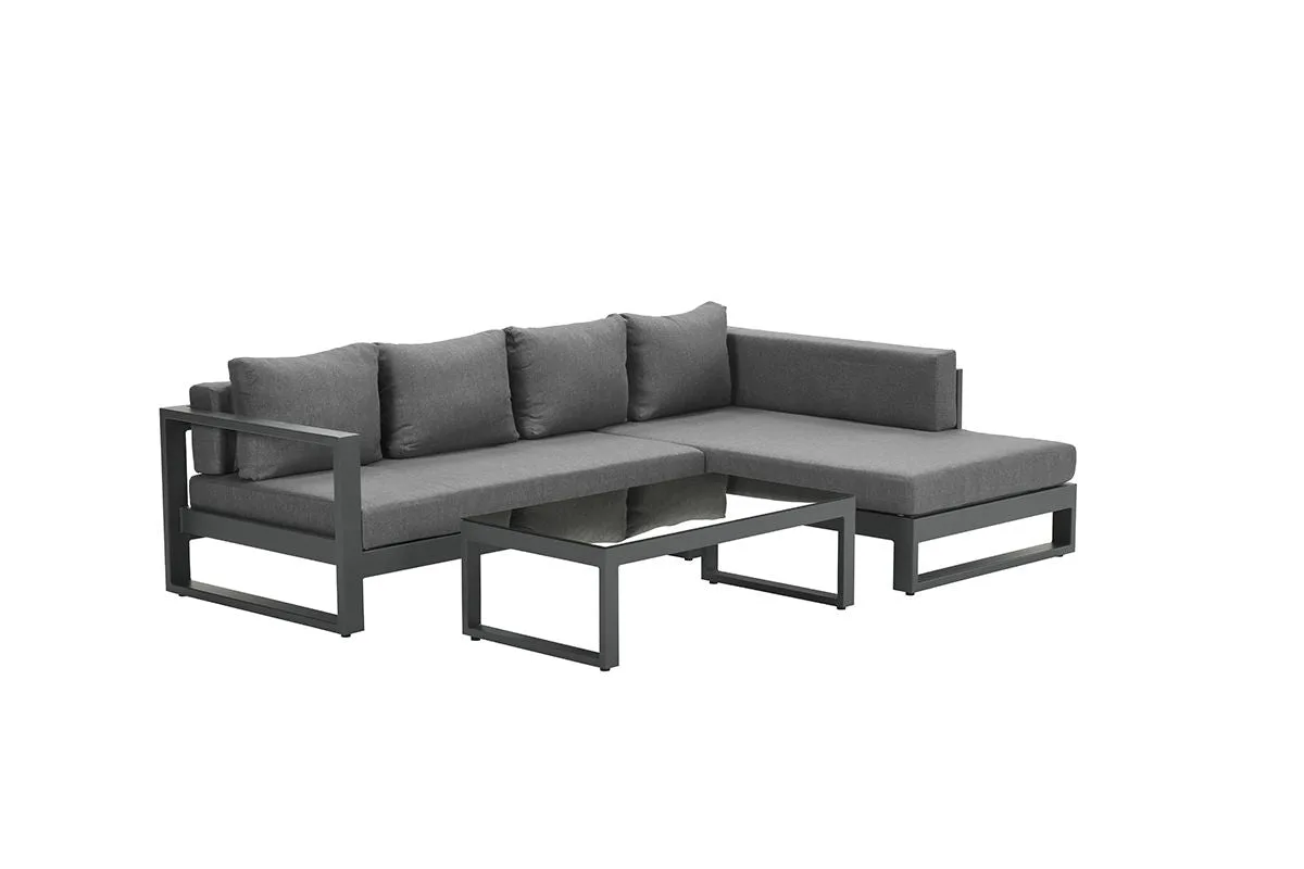 Garden Impressions Esmee loungeset 3-delig - links - carbon black/ mystic grey