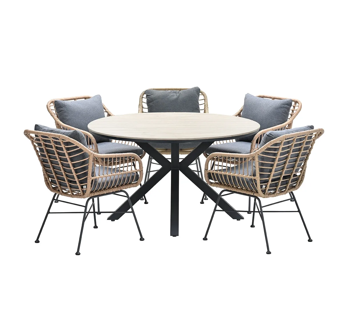 5-persoons ronde tuinset - Edison tafel - 5 Margriet stoelen - Garden Impressions