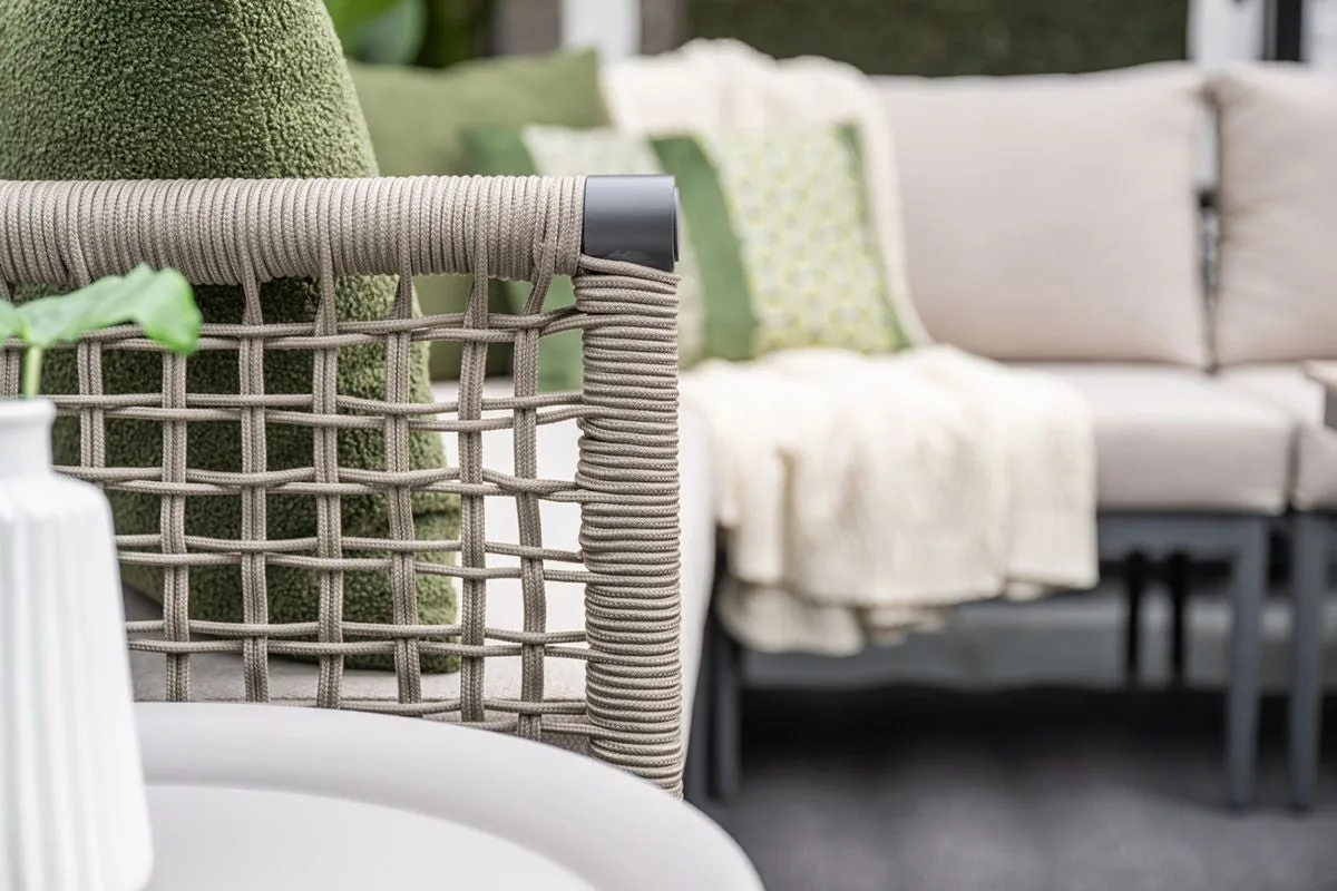 Ensemble de salon Teramon Garden Impressions avec table haute en corde taupe