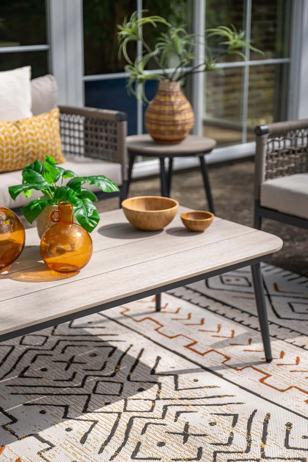 Teramon lounge tafel - 130x70 cm - carbon black - light teak Vironwood