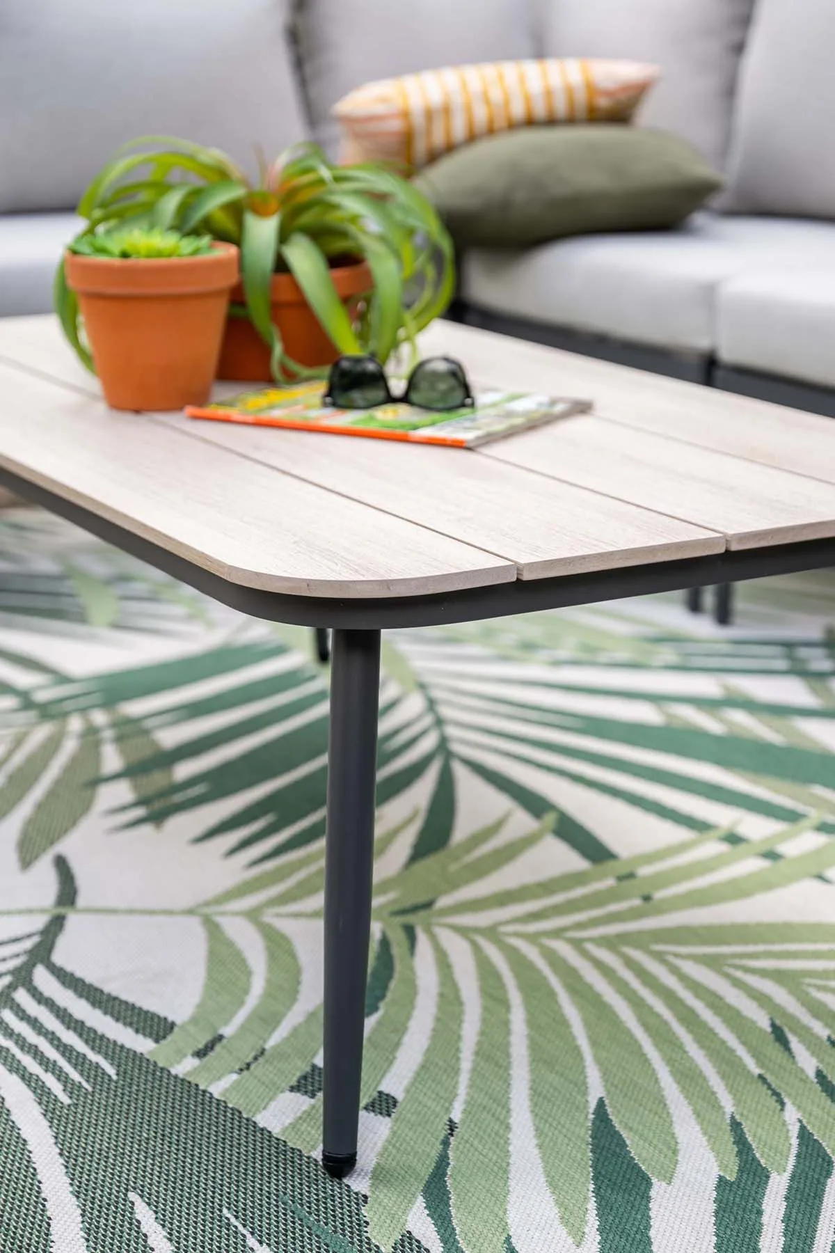 Teramon lounge tafel - 130x70 cm - carbon black - light teak Vironwood