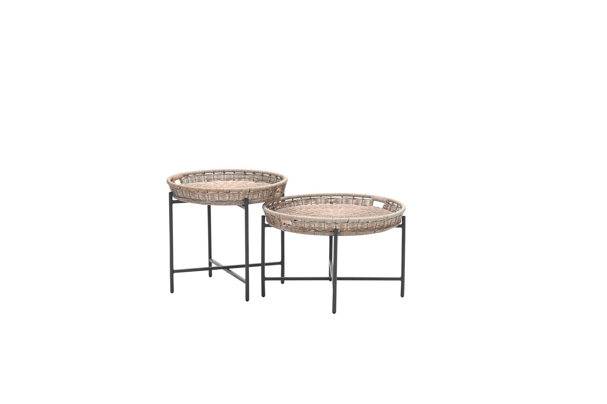 Benidorm bijzettafel - diameter 60xH50 cm - carbon black - natural rotan