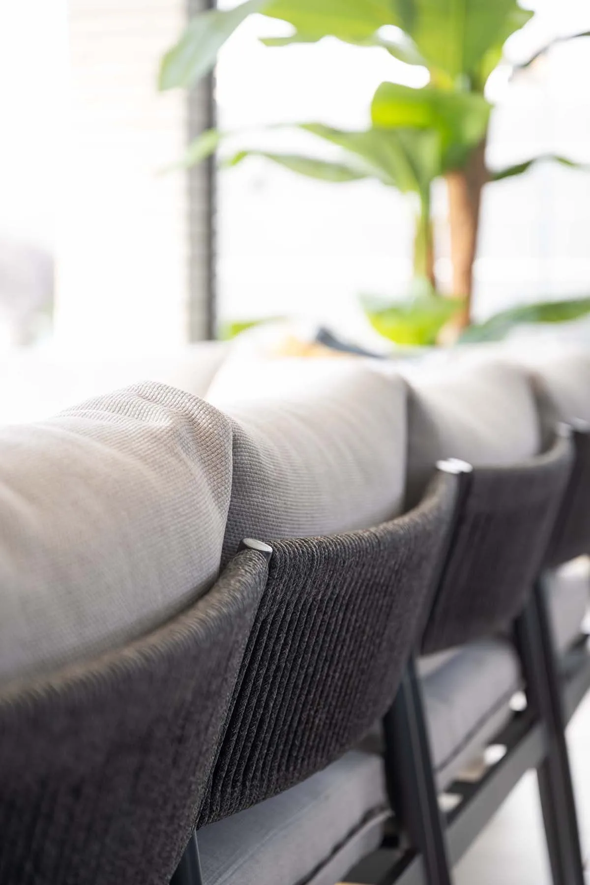 Barcelona lounge-diningset - 5-delig -  carbon black - rope dark grey - valley sand