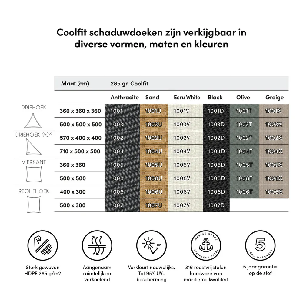 Platinum Sun & Shade Coolfit schaduwdoek rechthoek, 400x300cm, Zand
