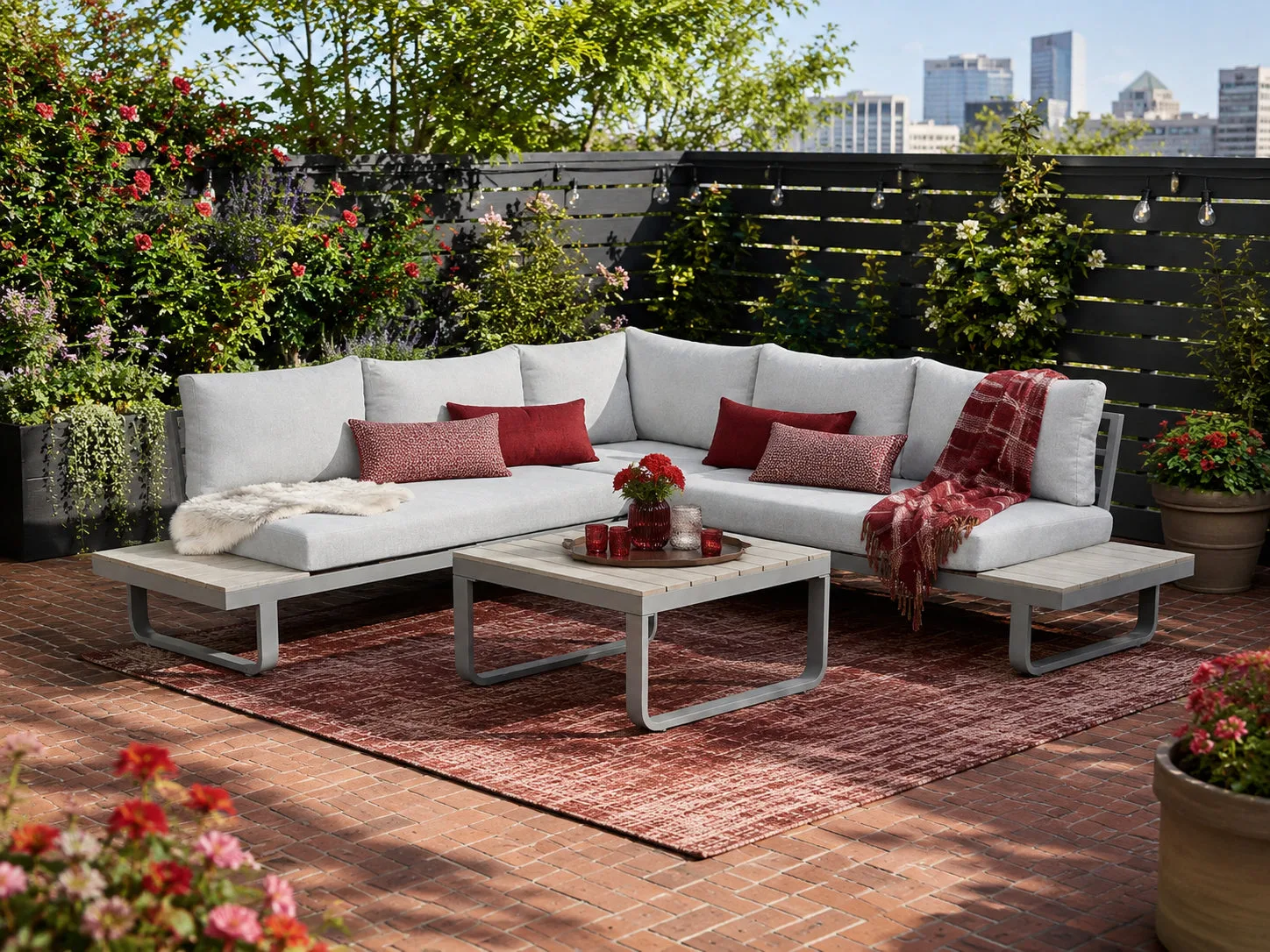 Garden Impressions Masone aluminium hoek loungeset 4-delig taupe
