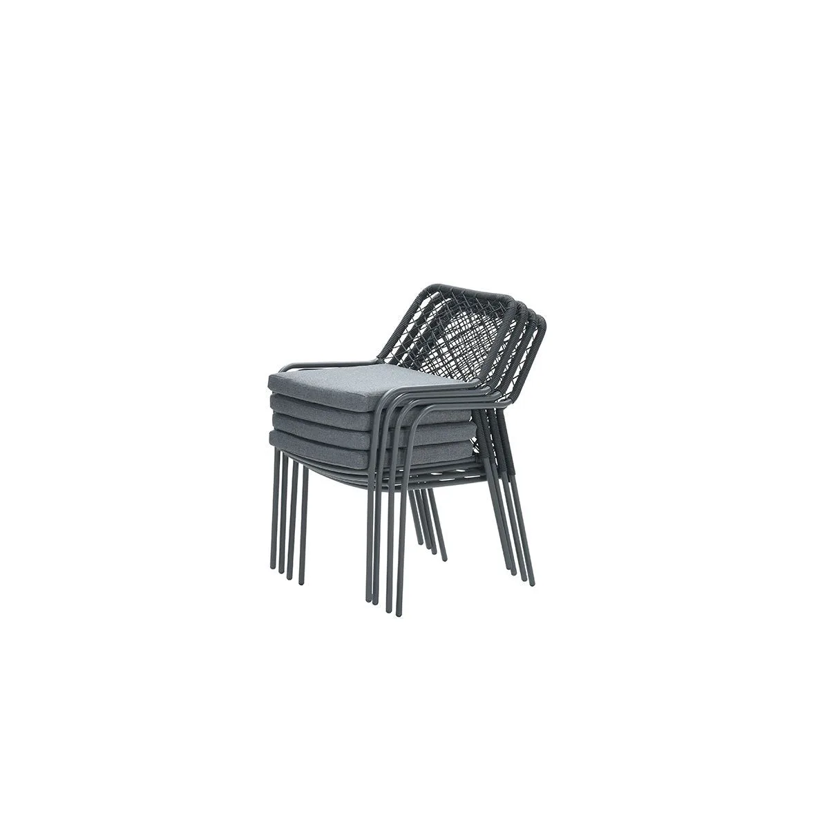 Dido dining fauteuil - carbon black - rope zwart - mystic grey