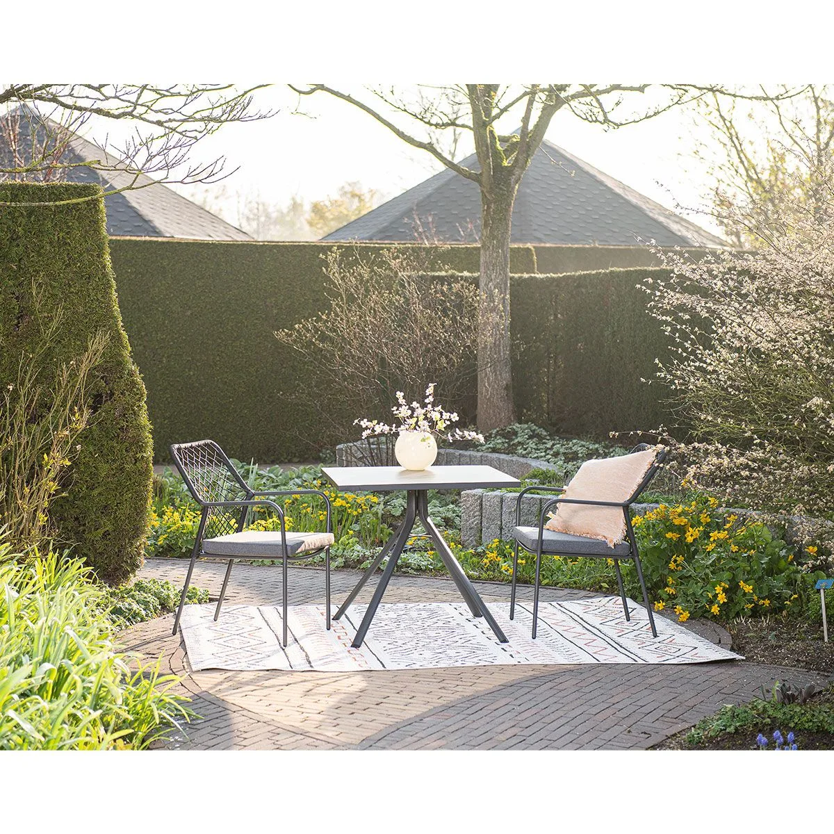 Dido dining fauteuil - carbon black - rope zwart - mystic grey