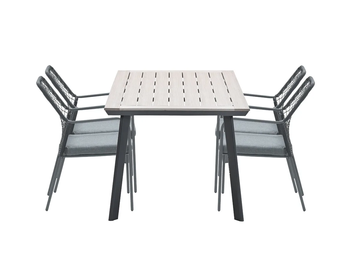 Complete vijfdelige tuinset Dido tuinstoelen zwart - Vigo tafel - Garden Impressions