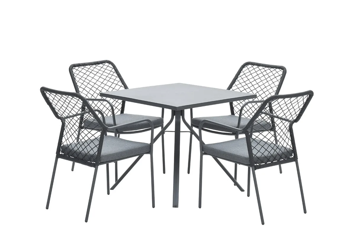 4-persoons tuinset - 4 Dido stoelen zwart - Rimini tafel - Garden Impressions