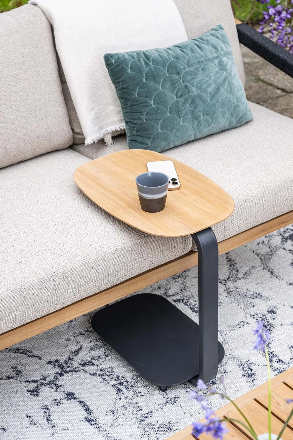 Lucca laptop tafel - 45x30xH51cm - carbon black -   light teaklook