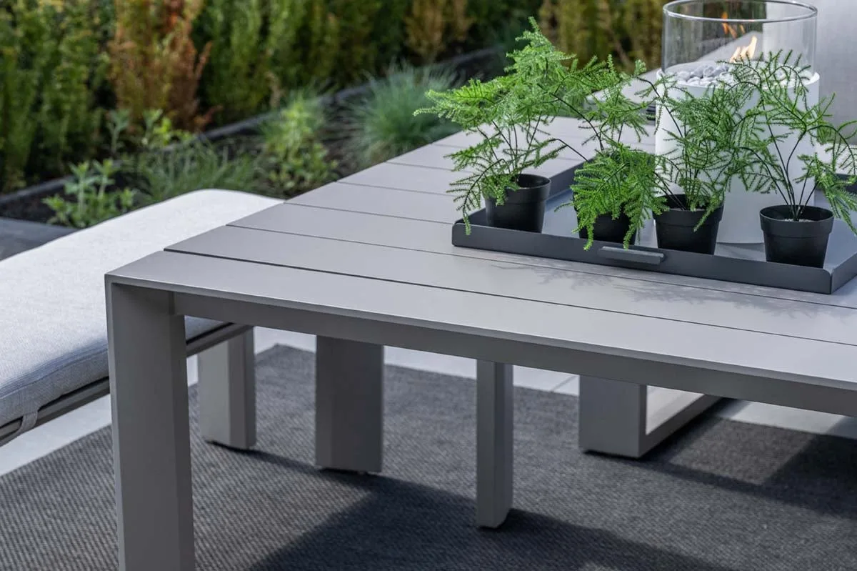 Canapé d'angle de salon Levanto - 7 places - taupe - table haute - 3 pièces - Garden Impressions