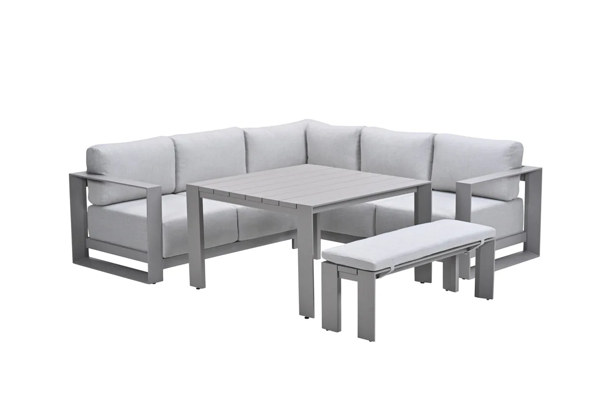 Lounge-Ecksofa Levanto – 7-Sitzer – Taupe – hoher Tisch – 3-teilig – Garden Impressions