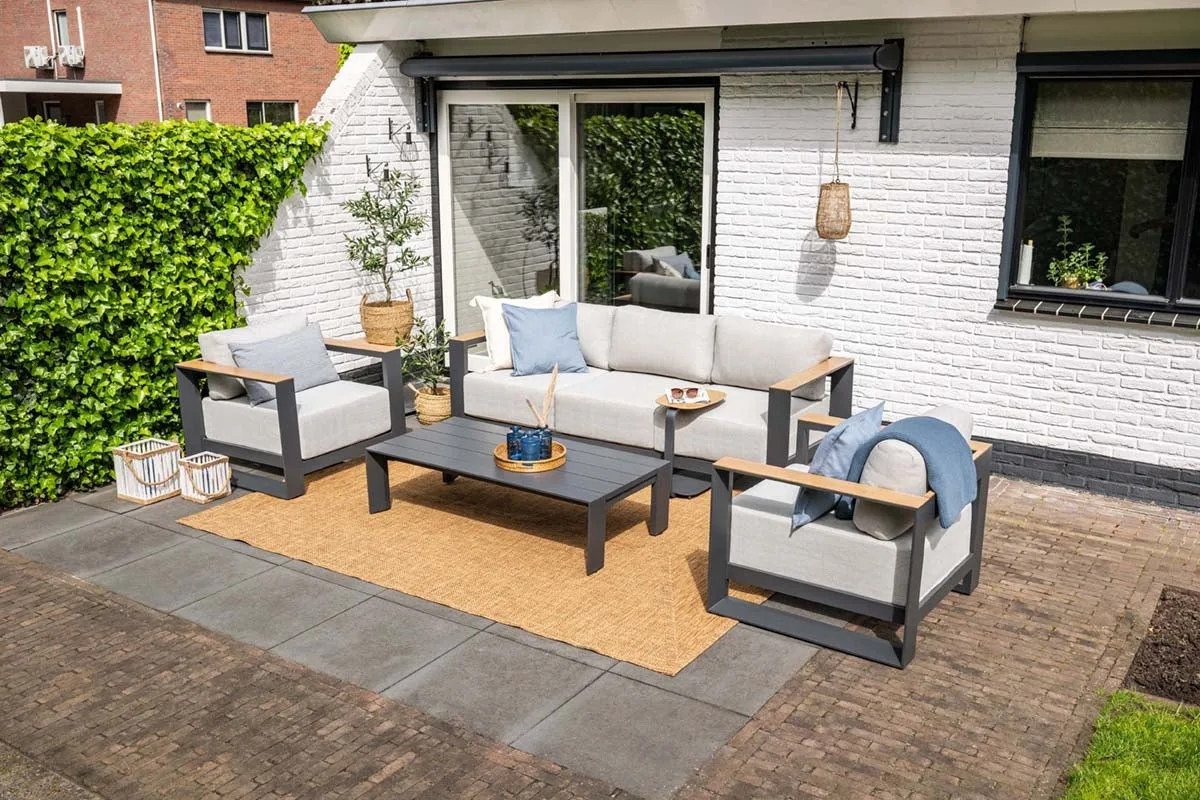 Salon de jardin 5 places Levanto - aluminium - aspect teck - Garden Impressions