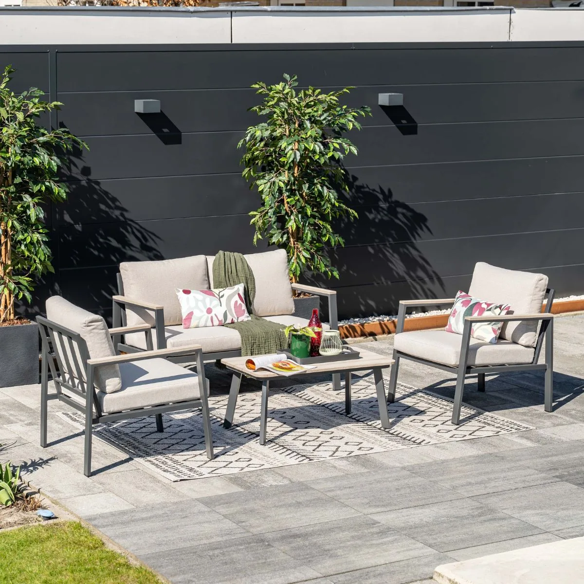 Garden Impressions Ricca salon de jardin aluminium - carbon black - desert sand