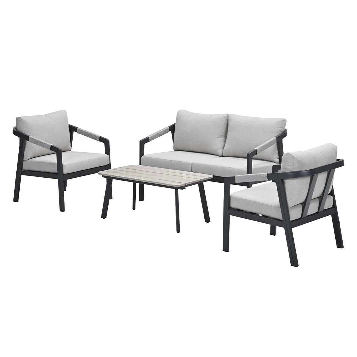Garden Impressions Terni aluminium lounge sofa set - carbon black - desert sand