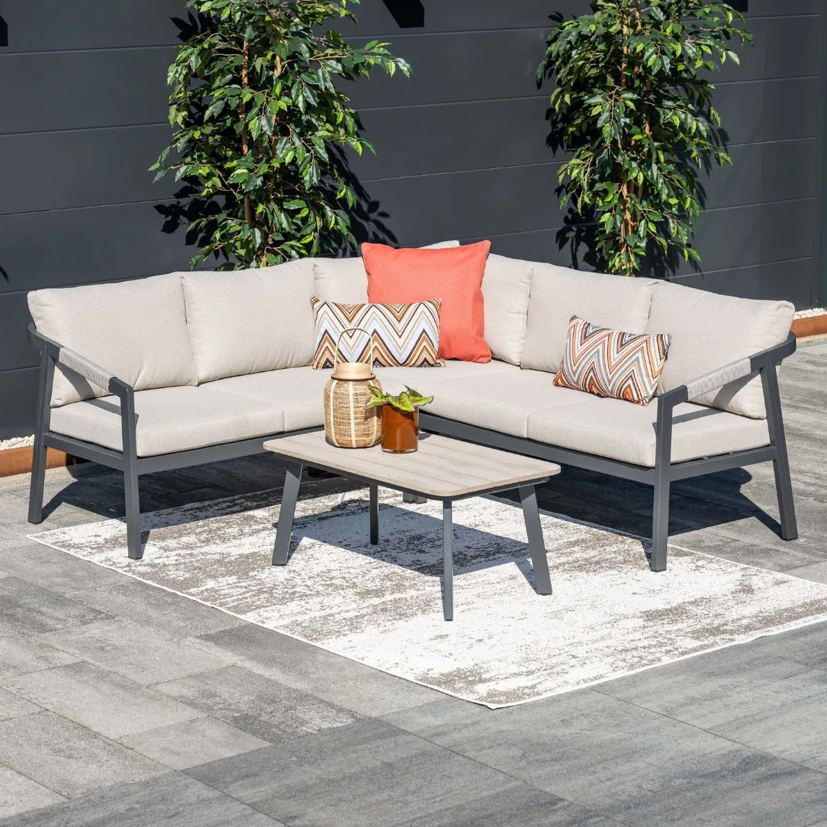 Garden Impressions Terni salon d'angle aluminium - carbon black - desert sand